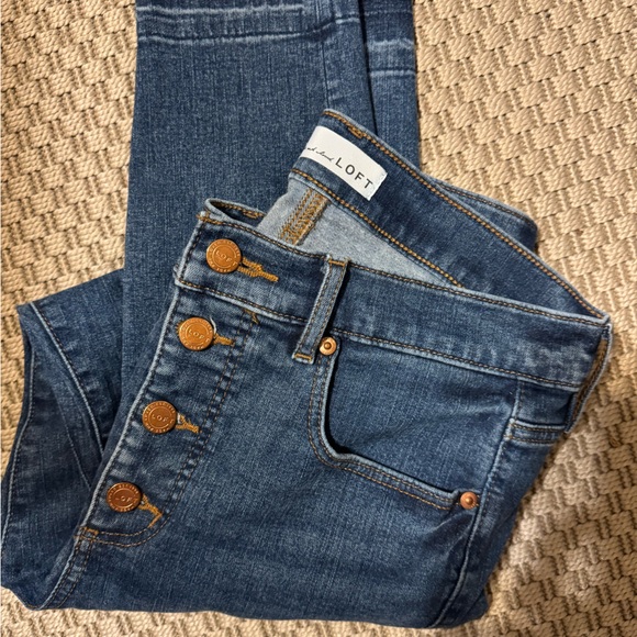 LOFT Modern High Rise Skinny Dark Blue Indigo Jeans - Picture 6 of 7